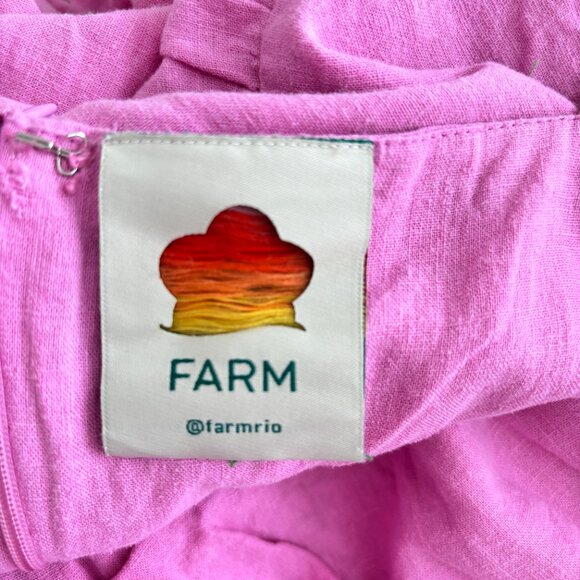 FARM Rio Pink Embroidered Pineapples Puff Sleeve Midi Dress - Picture 11 of 11